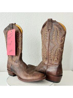 Rod Patrick Mens Brown Cowboy Boots Size 14 Leather Soles Western Round Toe